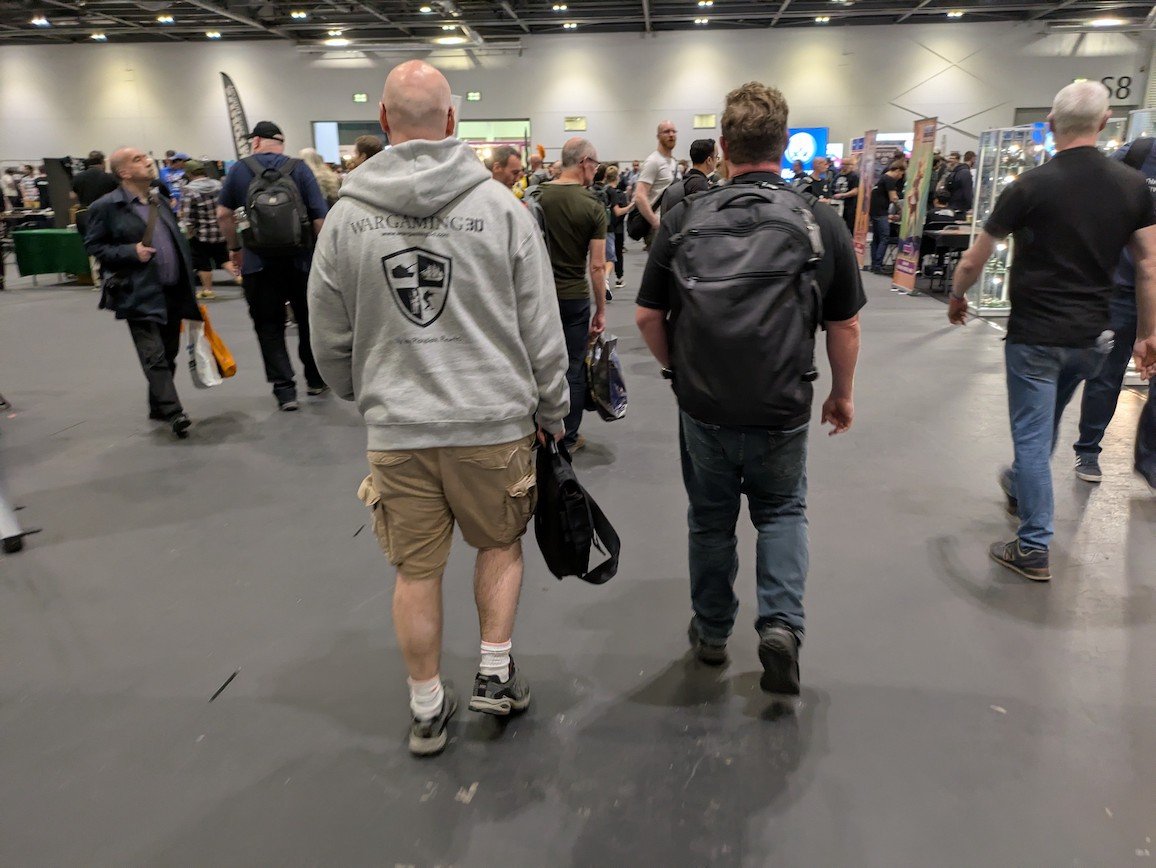 Piete and Michael walking through the event hall